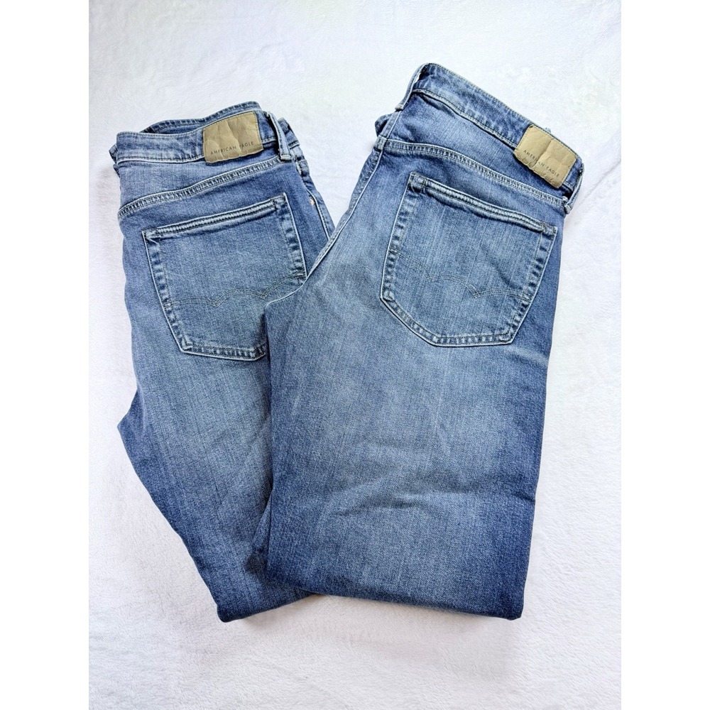 Lot of 2 American Eagle Relaxed Straight Flex Men's Jeans Med Wash 32x34 (34x33)